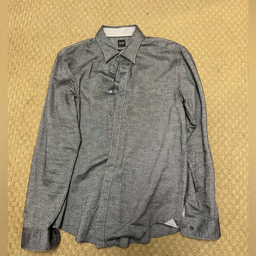 Hugo Boss Grey Dress Shirt Size XL